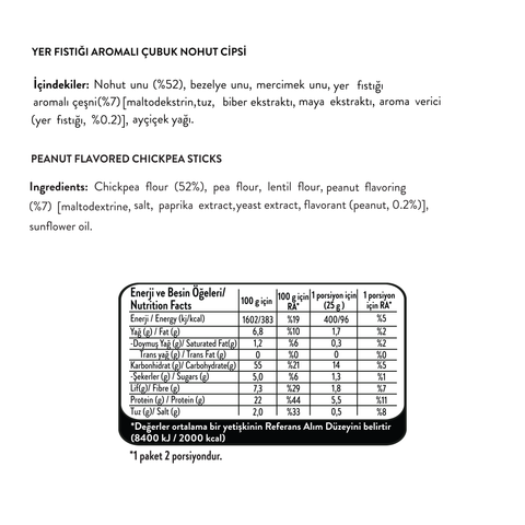 Yer Fıstığı Aromalı Çubuk Nohut Cips, 50G x 6 Adet