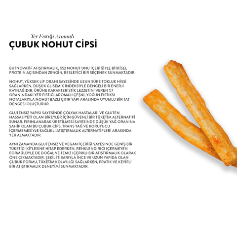 Yer Fıstığı Aromalı Çubuk Nohut Cips, 50G x 6 Adet