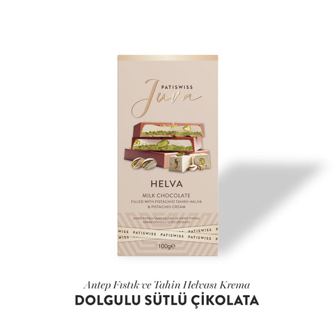 Tahin Helvası ve Antep Fıstıklı Krema Dolgulu Sütlü Çikolata, 100G