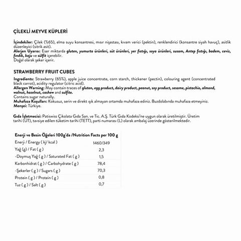 Çilekli Meyve Küpleri 56g x 3 Adet