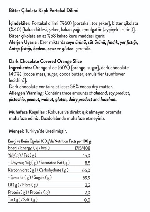 Equality Bitter Çikolata Kaplı Portakal Dilimi, 80G