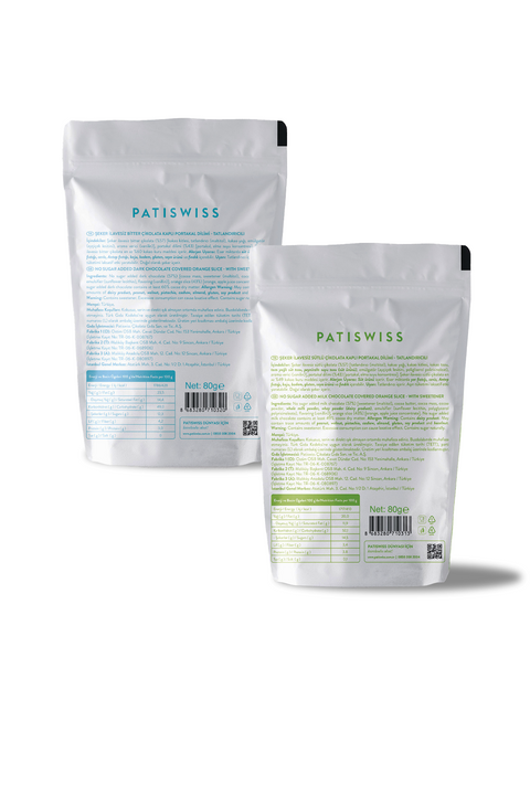 Glazed Şeker İlavesiz Sütlü ve Bitter Çikolatalı Portakal Dilimi Set 80g x 2 Adet