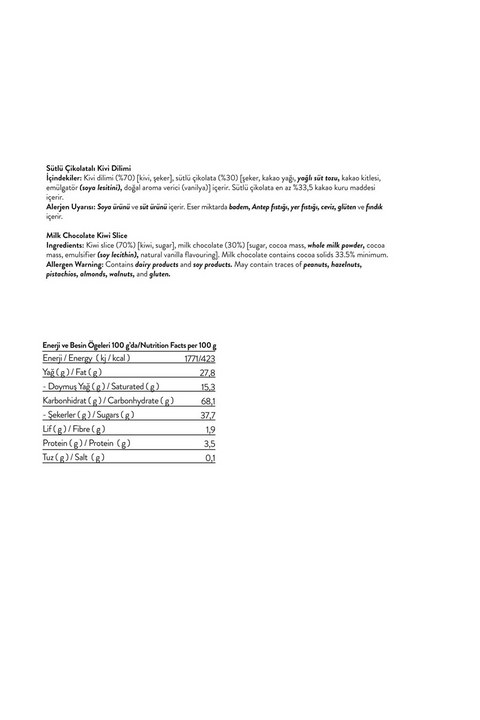 Glazed Sütlü Çikolatalı Kivi Dilimi, 80G