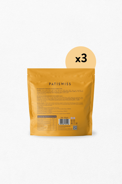 Kakao Kaplı Vişne Sosu Dolgulu Hurma Topu 90g x 3 Adet