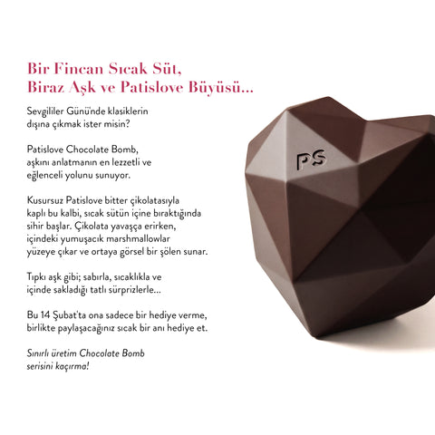 Patislove Heart Chocolate Bomb – Marshmallow Dolgulu Kalp Sıcak Çikolata, 35G
