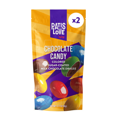 Patislove Renkli Şeker Kaplı Sütlü Çikolatalı Draje, 90G x 2 Adet