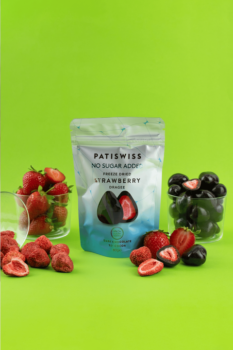 Şeker İlavesiz Bitter Çikolatalı Çilek Draje Set 80g x 3 Adet