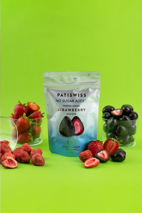 Şeker İlavesiz Bitter Çikolatalı Çilek Draje 80g