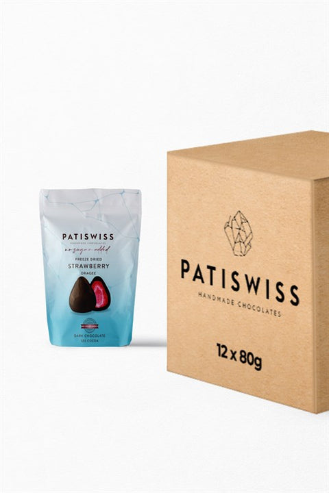 Şeker İlavesiz Bitter Çikolatalı Çilek Draje 80g X 12 Adet