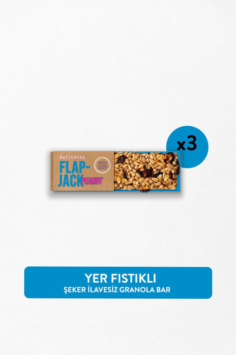 Şeker İlavesiz Yer Fıstıklı Granola Bar 60g x 3 Adet