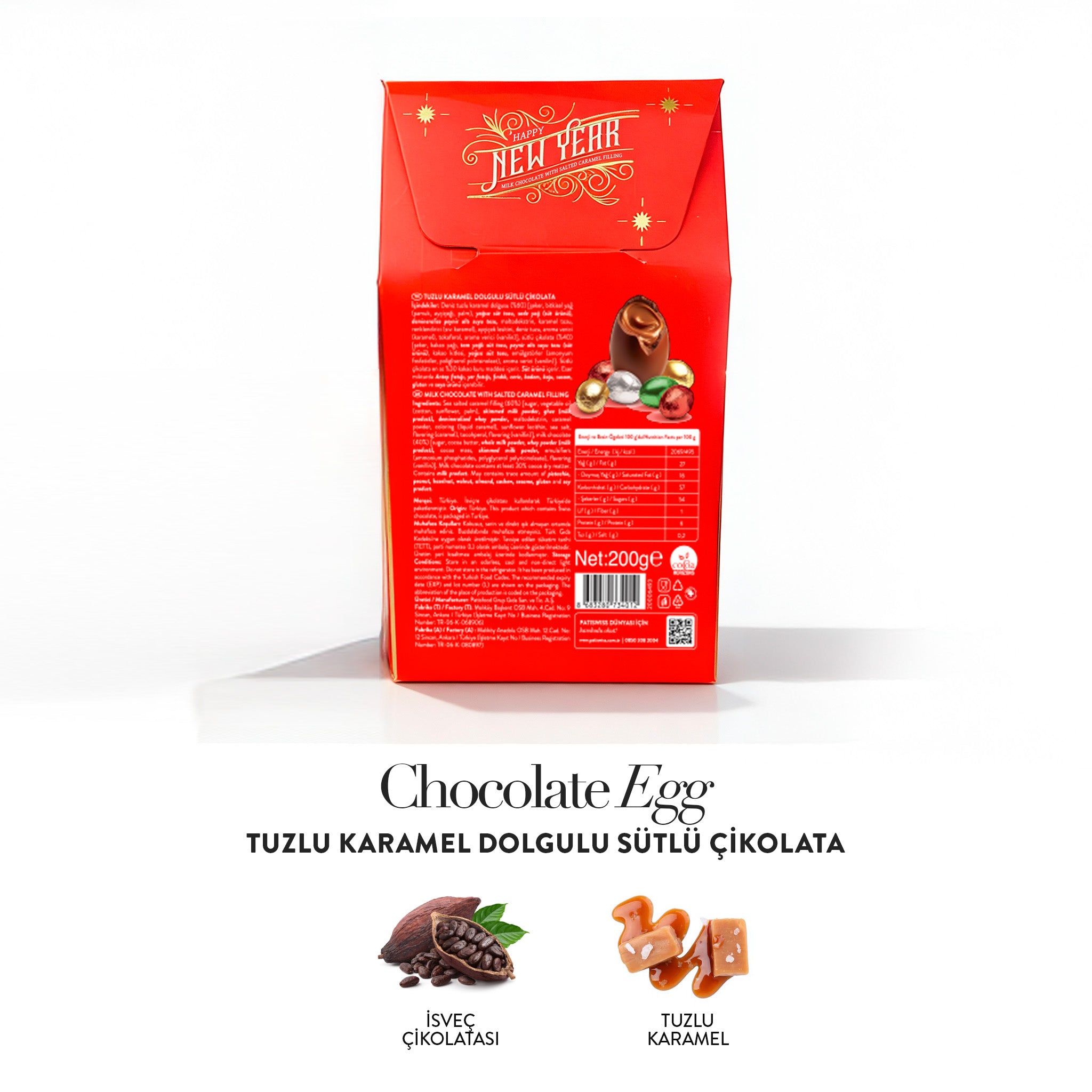 Egg Tuzlu Karamel Dolgulu Yılbaşı Sütlü Çikolata, 200G – Patiswiss