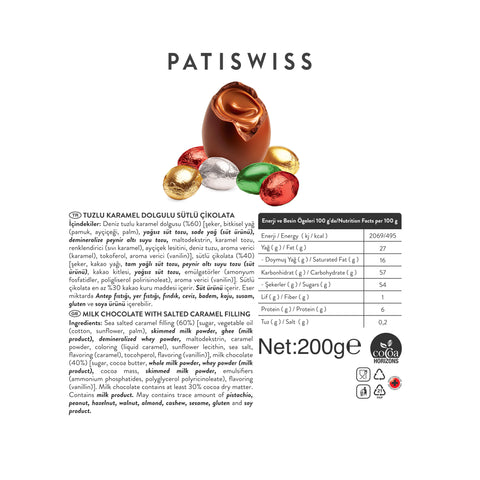 Egg Tuzlu Karamel Dolgulu Yılbaşı Sütlü Çikolata, 200G
