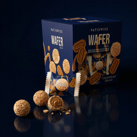 Wafer Krep Kırığı Kaplı ve Karamelize Bisküvi Kreması Dolgulu Gofret, 150G